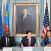 US Secretary of State Marco Rubio speaks during a peace agreement signing ceremony between Democratic Republic of Congo and Rwanda