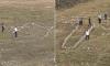 Moment Jewish holidaymakers dismantle hillside Christian cross and use stones to create giant Star of David instead