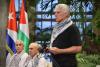 Cuban president receives Palestinian students at the Palacio de la Revolución