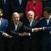 (L-R) Chile's President Gabril Boric, the Secretary-General of the United Nations, Antonio Guterres, Brazil's President Luiz Inacio Lula da Silva and the Governor of the state of Para, Helder Barbalho, attend a 'family photo'