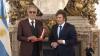 Awkward moment Argentina’s president holds his hand out for blind tenor Andrea Bocelli to shake