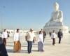 Belarus President Mr Aleksandr Lukashenko, Acting President of the Republic of the Union of Myanmar and SSPC Chairman Senior General Min Aung Hlaing pay homage to Maravijaya Buddha Image