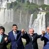 (L to R) Argentina's President Javier Milei, Paraguay's Santiago Pena, Brazil's Luiz Inacio Lula da Silva and Uruguay's Yamandu Orsi pose for a family photo at the Mercosur summit