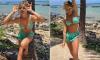 Ashley Roberts, 44, shows off her incredibly toned figure in a mint green bikini as she soaks up the sun in Mauritius