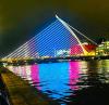 Samuel Beckett Bridge Illuminated in the Colors of Mongolia’s State Flag