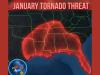 High-Risk Zone for January Tornadoes Across Texas, Louisiana, Mississippi, Alabama, Georgia, and Florida as Early-Winter Severe Weather Preparedness