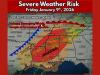 Possible Severe Weather Risk With Isolated Tornadoes For Arkansas, Mississippi, Louisiana, Tennessee and Alabama On Friday