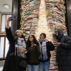A pile of books installed at Prague's city library has become the Czech capital's latest tourist hit