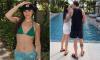 Holly Ramsay shows off her toned  figure in a green bikini before cosying up to her husband Adam Peaty in loved-up snaps from their honeymoon in Mauritius