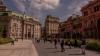 Pedestrians walk through Plaza de Mayo in Buenos Aires, Argentina.