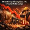 Bitcoin Mining Difficulty Drops 11% As Crypto Market Slumps