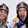 Austria's Ariane Raedler (L) and Katharina Huber won the women's team combined at the 2026 Winter Olympics