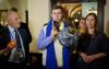 Disqualified Ukrainian skeleton racer speaks at Estonian Olympic Commitee dinner in Munich
