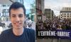 Thousands of people march in France after nationalist student is 'beaten to death by Antifa mob' while protecting right-wing feminists - as the future of the country's left looks uncertain