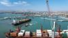 Container ships at the Port of Arica in Arica, Chile.
