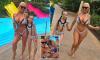 Coco Austin, 46, poses in a matching bikini with her mini-me daughter Chanel, 9, while in the Bahamas