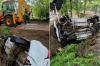 VIDEO // Car swept away by floodwaters, four people evacuated in central Moldova districts; authorities intervene in more localities