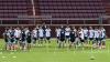Argentina's players participate in a training session at Kyle Field in College Station, Texas, on June 5, 2026, the day before a friendly match against Honduras. Argentina will face Honduras in a friendly match on June 6, 2026.