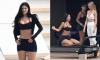 Kylie Jenner strips to a crop top and hotpants as she does Pilates on the deck of her superyacht during girls' trip to Sardinia