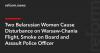 Two Belarusian Women Cause Disturbance on Warsaw-Chania Flight, Smoke on Board and Assault Police Officer