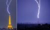 Moment lightning strikes Eiffel Tower as European nations bask in record temperatures