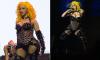 Cardi B shows off her hourglass curves in a fishnet bodysuit and latex harness with a neon yellow wig as she performs in New Orleans