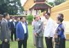President U Min Aung Hlaing, Spouse Daw Kyu Kyu Hla and delegation members visit That Luang Stupa in Vientiane