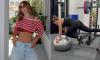 Kate Ferdinand gives a glimpse of solo parenting and says she's 'trying to hold it together' while Rio works at the World Cup - as she posts gym selfies and countdown to 'Daddy's return'