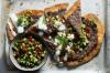 Giant Lebanese mince flatbread with yoghurt drizzle