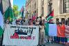 Palestine protest stands with Sarah Cotte at Old Bailey court