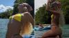 Bikini-clad Alisha Lehmann straddles Love Island star fiance as they frolic on holiday in a dinghy