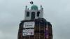 Man arrested after bonfire topped with mosque replica in Northern Ireland