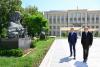 Presidents Ilham Aliyev and Peter Pellegrini view bullet-riddled busts of Azerbaijan's prominent figures in Shusha