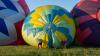 Morning sky filled with hot air balloons flying over Des Moines