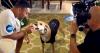 Sad-eyed pooch at baseball game finally gets his hot dog