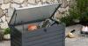 'Easy to assemble' lockable outdoor storage box on wheels reduced in summer sale