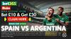 bet365 bonus code: Claim £30 in free bets for Spain vs Argentina with SUN365