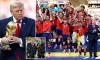 Donald Trump ignores FIFA president's call to leave the stage as he joins Spain's World Cup final trophy lift in awkward moment