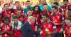 President Donald Trump presents the World Cup to the Spanish team