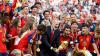 King Felipe VI and Queen Letizia of Spain are joined by their daughters, Leonor and Sofia, to celebrate Spain's World Cup win