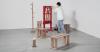 heat-pressed artificial wood melts into organic joints for mocky furniture series