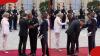 Excitement as Emmanuel Macron hand-kisses Gabon's first lady during red carpet reception