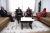 Stephanie Khouri discusses with adviser Bushnaf arrangements for the International Conference on Justice and Reform scheduled for next week in Benghazi