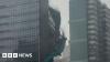 Watch: Scaffolding ripped from Hong Kong building as Typhoon Noul makes landfall