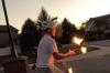 Idaho man juggles flaming torches on a unicycle, burns off eyebrows