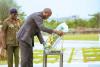 Gabonese president honours Rawlings with wreath at Military Cemetery