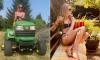 Cat Deeley shows off her gardening skills by mowing the lawn in her bikini after her intimate date with movie executive