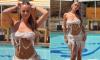 Love Island's Millie Court flaunts her sensational figure in a white co-ord as she poses at swanky beach club in Portugal