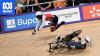 Riders sent flying in spectacular crash as Aussie avoids carnage to medal