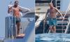 David Beckham shows off his sexy side as he towels off after a shower on board luxury superyacht in the South of France